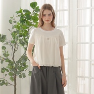 [CUMAR] Chiffon Stitching Classy Bud Top Green Rice