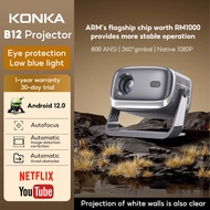 Konka B12 Portable Projector 600ANSI Smart Home Theater With Android 12 System Auto FocusKeystone Co
