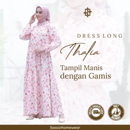 SAAZZ Thalia Dress Long Gamis Ruffle Motif Bunga Baju Muslim Wanita