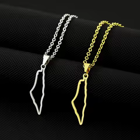 New Israeli and Palestinian hollowed-out map necklace male and female couples fashion personality ma