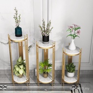 Marmar Hiasan Berdiri Lantai Balkoni Rak Sisi Ruang Tamu Cahaya Besi Mewah Seni Periuk Bunga Rak Pen