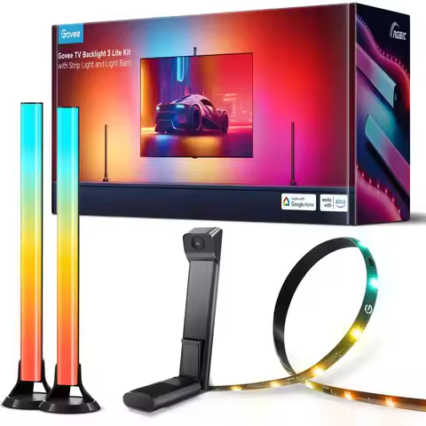 TV Backlight 3 Lite Kit, 11.8ft RGBICW WiFi TV LED Strip Lights for 5565in TVs with Camera and 15 In