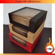 KW883 Kraft L-Shaped Transparent Cake Box-3 Inch Height-10pc/pkt