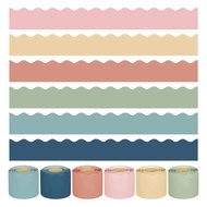 HAPPY TIME-240Ft Boho Scalloped Borders Stickers Bulletin Board Colorful Classroom Border Trim Rolle