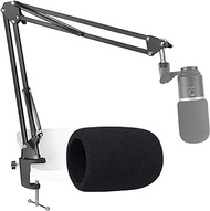 K670 USB Mic Boom Arm with Foam Windscreen, Suspension Boom Scissor Arm Stand with Pop Filter Cover Compatible with Fifine K670 Microphone by SUNMON