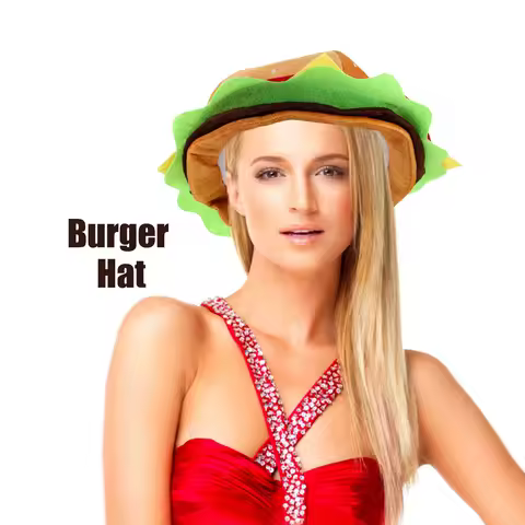 Funny Hamburger Hat Cartoon Burger Cap Headgear Halloween Party Cosplay Dress Up Costume Props for A