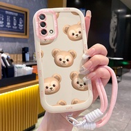 Casing hp for OPPO A74 A95 F19 F19s Reno 6 Lite Case Trend Pattern Fashion Bear Silicone Phone Case 