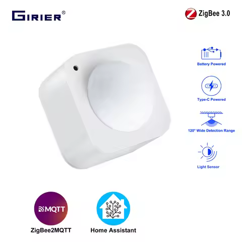 GIRIER ZigBee PIR Motion Sensor Smart Human Movement Detector Built-in Light Sensor for Home Securit