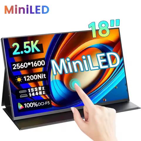 18 Inch 2.5K 155Hz MiniLED Portable Monitor 2560*1600P 1200Nit 100%DCI-P3 HDR IPS Screen Gaming Disp