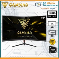 Gamdias HD27G II Curved Gaming Monitor - 27" FHD VA / 180hz / 1ms GTG / Vesa Mount / Adaptive Sync