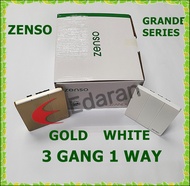 ZENSO G1031 GRANDE 16A 3 GANG 1 WAY SWITCH (GOLD & WHITE)