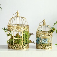 MNJH Bird Cage Ornaments Iron Art Hotel Living Room Metal Bird Cage European Wedding Window Props Cages &amp; Crates