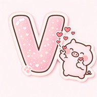 Cute pig pattern letter keychain by name, meaningful 8-3 gift, 2-sided glossy mica material with han