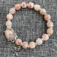 Rit. Pink Sakura Agate with Sakura Flower Agate Crystal Bracelet