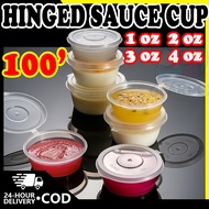 100pcs Sauce Cup 4oz With Cover Gravy Hinged Cup 2oz With Lid Plastic Cups Disposable Others