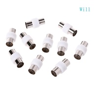 Will 10 Pcs RF Antenna FM TV Coaxial Cable TV PAL Female To Female Adapter Connector