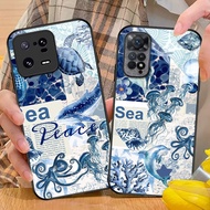 oceanic art in blue 01 Glass Phone Case For Xiaomi POCO X3 X4 GT NFC X5 X6 PRO 5G F3 F4 F5 M3 M4 M5 