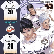 New Anime Haikyuu Schweiden Adlers Jersey MSBY T-shirt Cosplay Costume Karasuno Shoyo Kageyama Sport