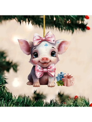 1PC, 2D colgante hermoso de cerdo acrílico, colgante de decoración de vacaciones, decoración de árbol de Navidad de san Valentín, regalo de pareja, llavero, gancho de mochila