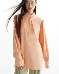 The SRT X14 (TBL245) Snowpiercer Oversized Shirt - เสื้อเชิ้ตโอเวอร์ไซส์แขนยาว ปกแหลม สีส้ม