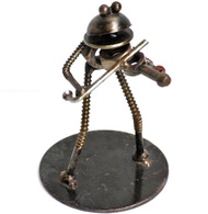 金屬零件小提琴蛙雕塑 婚禮週年紀念禮物 家居裝飾品
