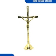 CATHOLIC SITTING CROSS (YELLOW) ALTAR CROSS/ CATHOLIC TABLE CROSS/