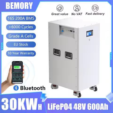 LiFePO4 Battery 48V 600Ah Lithium Battery 51.2V 300Ah 15KW 6000 Cycles Bluetooth BMS CAN RS485 LED D