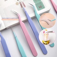 Macaron Handbook Tweezers Stainless Steel Color Tweezers Set Macaron Elbow/Straight Clip Sticker Cli