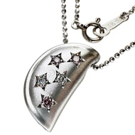 Pre-owned star design necklace featuring a natural pink diamond (0.06ct) and a diamond (0.04ct) in 1