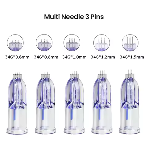 Sterile Nanosoft 34G Nano Needle 3 Pin 0.6mm 0.8mm 1.0mm 1.2mm 1.5mm Skin Rejuvenation Nano Soft Agu