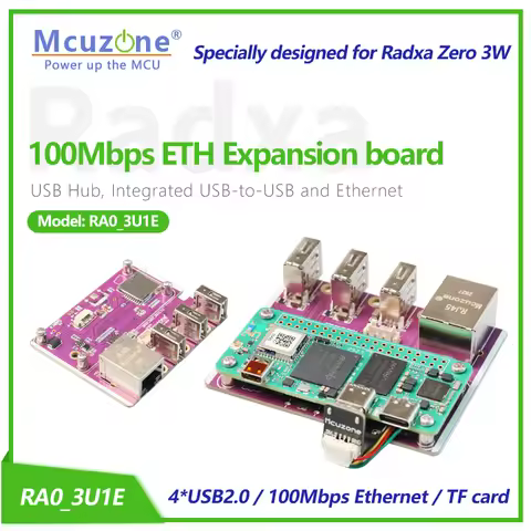 RA0_3U1E Radxa ZERO 3W 100Mbps Ethernet Expansion board,4*USB2.0,100Mbps Ethernet,TF card data stora