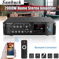 ✻✌○ALL-IN-One 110-230V 2000W 2X1000W Setero Bluetooth Karaoke Amplifier RC 2 MIC Input FM Home New