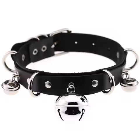 Big Bell Choker Collar For Women Chocker Necklace Leather Chocker Goth Anime Cosplay Jewelry Accesso