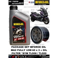 PACKAGE SET - MFORCE OIL MA2 FULLY 10W-40 ENGINE OIL 1L x 3 + OIL FILTER FOR SYM TL508 / TL500 ORIGI