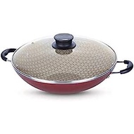 Tramontina 20545732 Non-stick 32cm Wok with Tempered Glass Lid Paris,Red