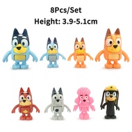 Bluey Bingo Anime Figure Toys 8Pcs/Set Cute PVC Movable Joints Action Figure Model Dolls Kids Birthd