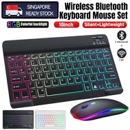 [SG] 10inch Mini Wireless Bluetooth Keyboard Mouse Set with RGB Backlight Silent Lightweight Keyboar