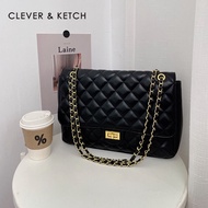 กระเป๋าสะพายไหล่สีแดง Clever&Ketch สำหรับผู้หญิง กระเป๋าสะพายข้างทรงกลมขนาดใหญ่ ปิดด้วยซิป ผ้าไนลอน