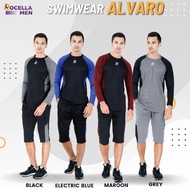 Baju Renang Pria Swimwear Alvaro Rocella | Setelan Baju Renang Pria Atasan Bawahan Celana Laki-laki Muslim Lengan Panjang | Baju Olahraga Pria Ukuran Jumbo