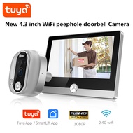 NEW 4.3 inch Tuya 1080P WiFi Smart Doorbell Eye Peephole Camera Two-way Audio Night Vision Peephole Doorbell Outdoor Monitor