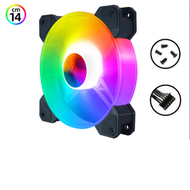 全城熱賣 - 酷月玉環14cm機箱風扇 靜音發光14025電腦散熱風扇台式機ARGB風扇（14CM玉環RGB風扇）