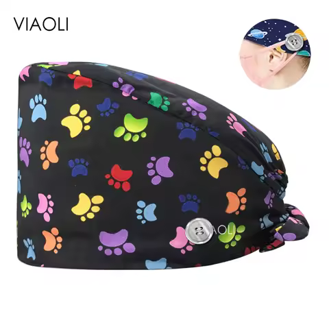 New Scrub Nurse Hat Floral Bouffant Cap Fashion Multicolor Nurse Scrub Caps Adjustable Bandage Turba