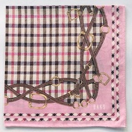 DAKS Vintage Handkerchief Horse Bridle Pink Brown 21 x 21 inches
