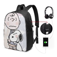Snoopy Backpack Laptop USB Charging Backpack 17 Inch Travel Backpack School Bag Large Capacity Student School Bag
