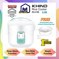 Khind Jar Rice Cooker 1.8L Non-Stick Inner Pot with steam RCJ188 /  Pensonic PSR-1802 / Midea MR-CM1