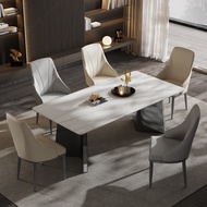 谢伊儿天然卡里冰玉奢石餐桌高端轻奢高级感大理石长方形餐桌意式别墅 卡里冰玉餐桌【灰钛底座】 1.8米 天然卡里冰玉+灰钛底座