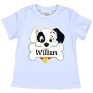 101 Dalmatians, Puppy Name Tag Custom Embroidery shirts, Birthday Tshirt, Kids Custom Shirts, Embroi