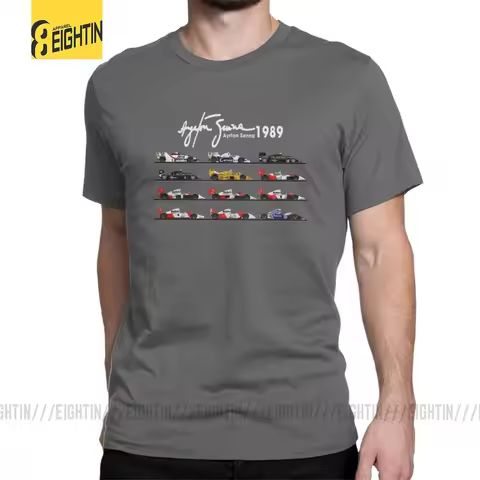 Man's All The Cars Aryton Senna Racing Car T-Shirt Crew Neck Short Sleeve Tops Pure Cotton Tee Shirt