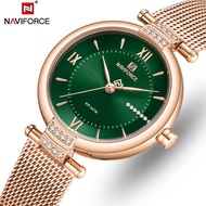 NAVIFORCE Top Luxury Brand Ladies Watch Fashion Mesh Stainless Steel Band Quartz Clock Ladies Elegant Leisure Sports Waterproof Watch