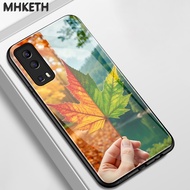Case For VIVO Y72 5G Y52 5G Y75s 5G Y53s 5G Y76 5G Maple Leaf Glass Phone Explosion